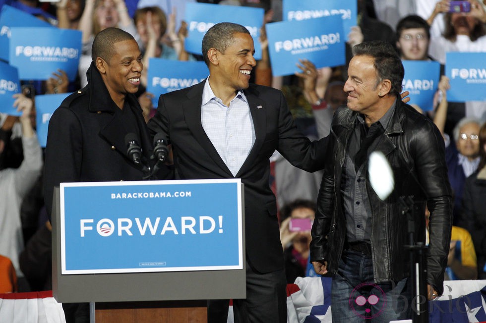 Barack Obama con Jay-Z y Bruce Springsteen