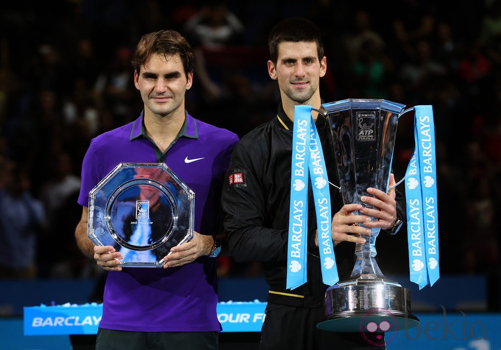 Roger Federer y Novak Djokovic en la Copa Maestros 2012