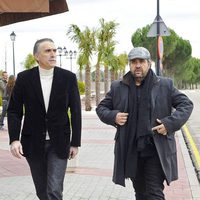 Juan Y Medio y Flo Fernández en la capilla ardiente de Miliki