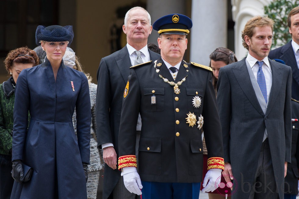 Alberto y Charlene de Mónaco con Andrea Casiraghi en el Día Nacional de Mónaco 2012