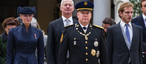 Alberto y Charlene de Mónaco con Andrea Casiraghi en el Día Nacional de Mónaco 2012