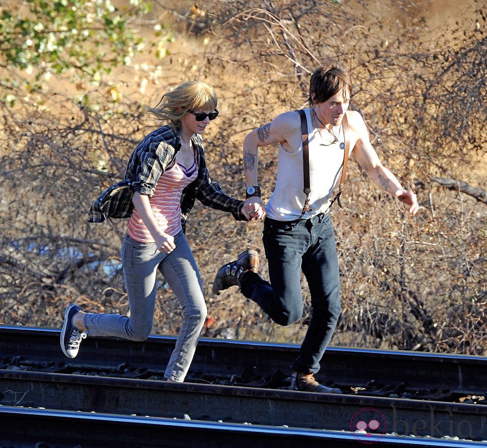 Taylor Swift en plena grabación de su nuevo videoclip, 'I Knew You Were Trouble'