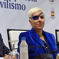 María de Villota en su primera rueda de prensa tras el accidente