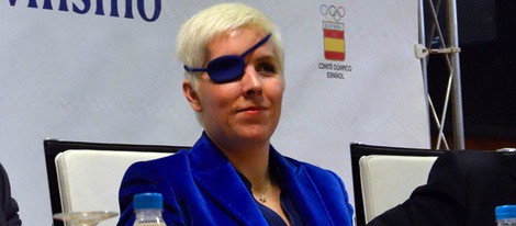 María de Villota en su primera rueda de prensa tras el accidente