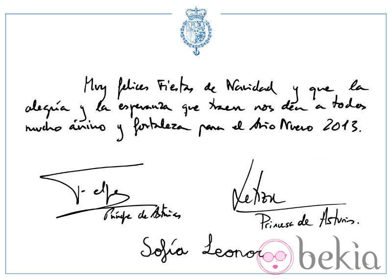 Los Príncipes Felipe y Letizia y las Infantas Leonor y Sofía felicitan la Navidad 2012