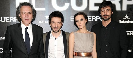 José Coronado, Oriol Paulo, Aura Garrido y Hugo Silva en el estreno de 'El Cuerpo'