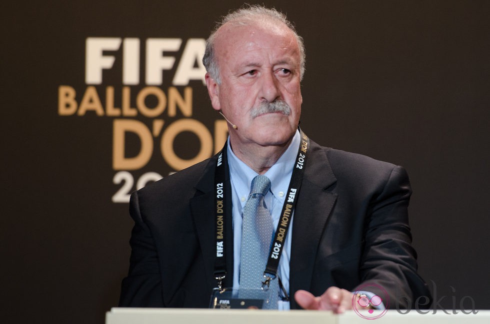 Vicente del Bosque en la rueda de prensa del Balón de Oro 2012