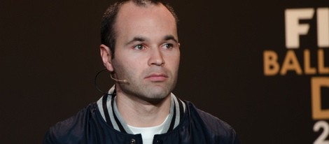 Andrés Iniesta en la rueda de prensa del Balón de Oro 2012