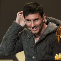 Leo Messi en la rueda de prensa del Balón de Oro 2012