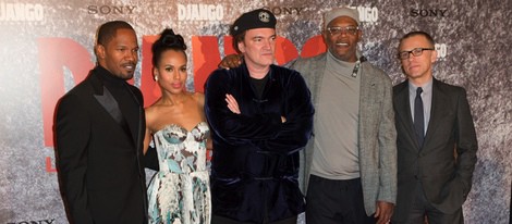 Jamie Foxx, Kerry Washington, Quentin Tarantino, Samuel L. Jackson y Christoph Waltz en la premiere de 'Django Desencadenado'