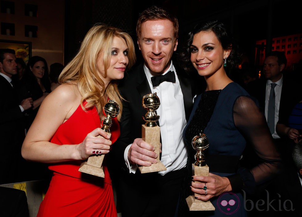 Claire Danes, Damian Lewis y Morena Baccarin en la fiesta de Fox tras los Globos de Oro 2013