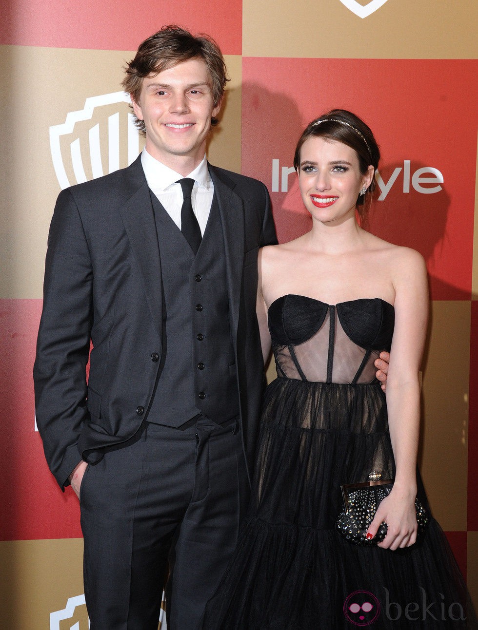 Emma Roberts y Evan Peters en la fiesta InStyle tras los Globos de Oro 2013