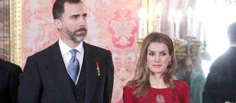 Los Príncipes Felipe y Letizia en la recepción al Cuerpo Diplomático