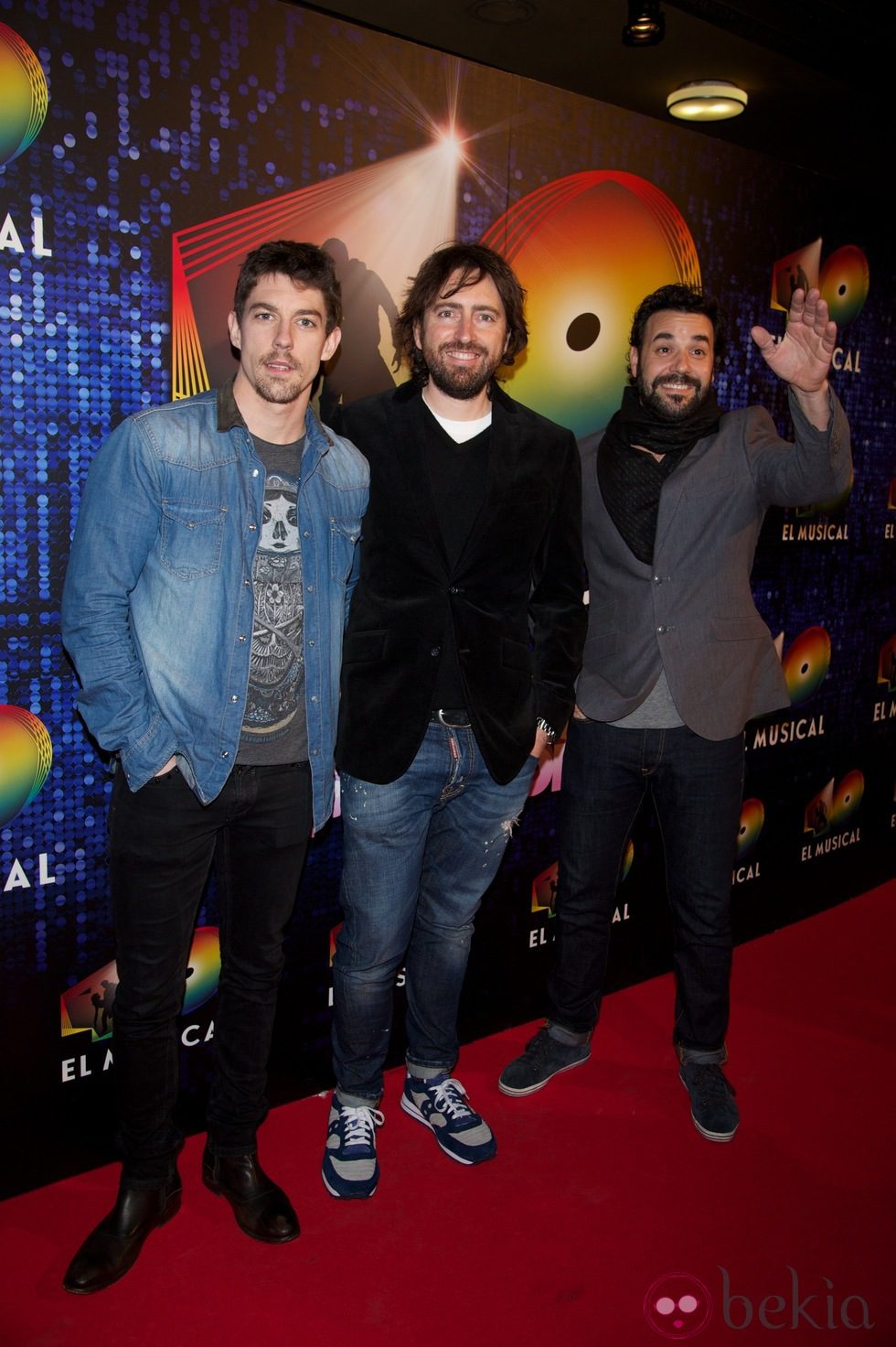 Adrián Lastra, Daniel Sánchez Arévalo y Mikel Fernández en el estreno de '40 El Musical'