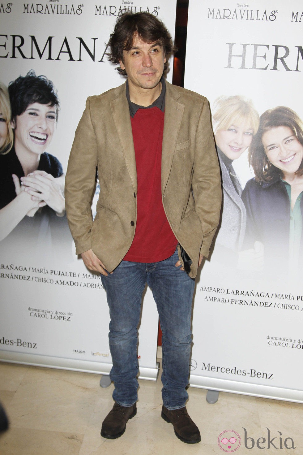 Javier Veiga en el estreno de la obra de teatro 'Hermanas'