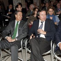 Eduardo Zaplana, Carlos Floriano y Javier Arenas en la presentación del archivo documental de Gregorio Ordóñez