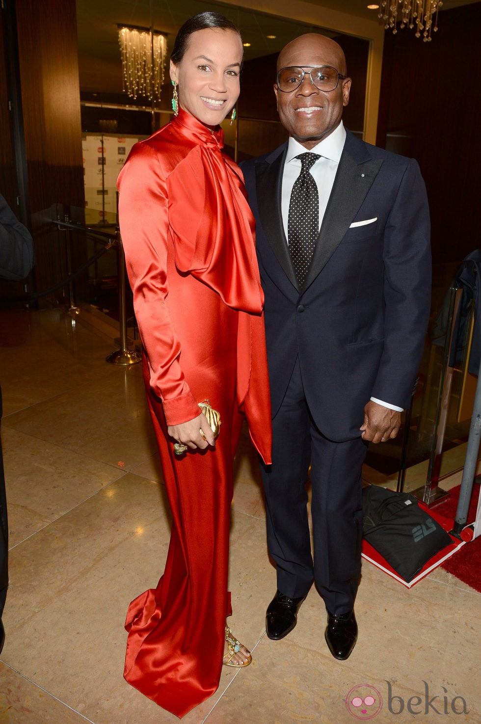 Erica Reid y L.A. Reid en la gala pre-Grammy 2013