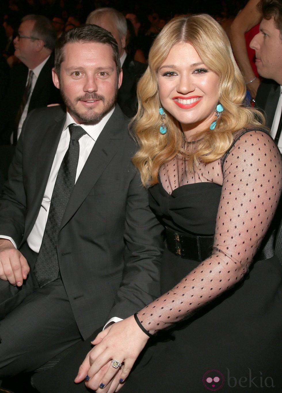 Kelly Clarkson y Brandon Blackstock en los Grammy 2013