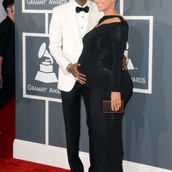 Amber Rose y Wiz Khalifa en la alfombra roja de los Grammy 2013