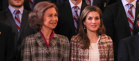 La Reina Sofía y la Princesa Letizia en la audiencia a la Selección Nacional de Balonmano