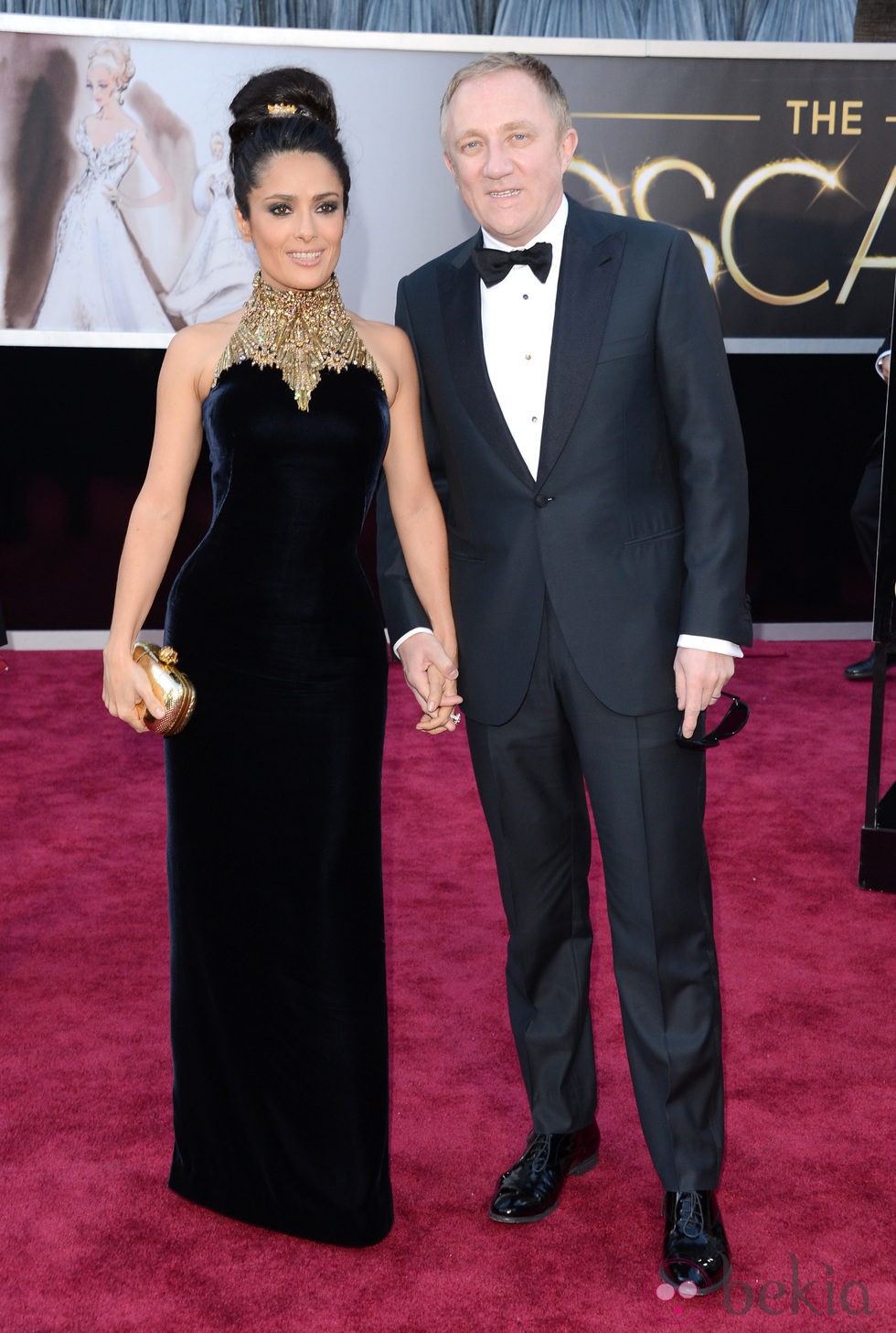 Salma Hayek y François-Henri Pinault en los Oscar 2013