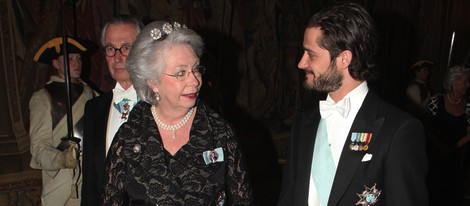 La Princesa Cristina y el Príncipe Carlos Felipe en la cena al gala al presidente de Turquía