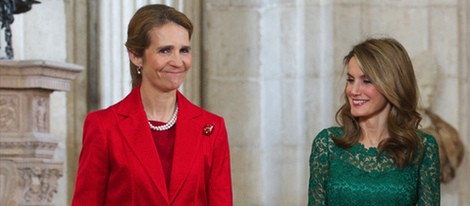 La Infanta Elena y la Princesa Letizia en la cena al COI