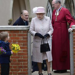 La Reina Isabel II y el Duque de Edimburgo en la Misa de Pascua 2013