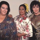 Sara Montiel junto a Monserrat Caballé y Lola Flores