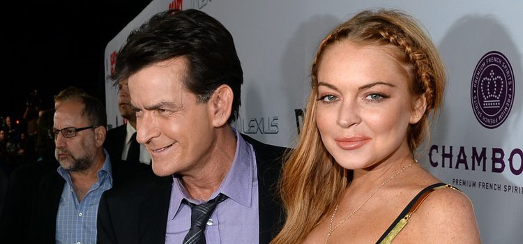 Lindsay Lohan y Charlie Sheen en la premiere de 'Scary Movie 5'