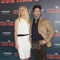 Gwyneth Paltrow y Robert Downey Jr. en la presentación de 'Iron Man 3' en Munich