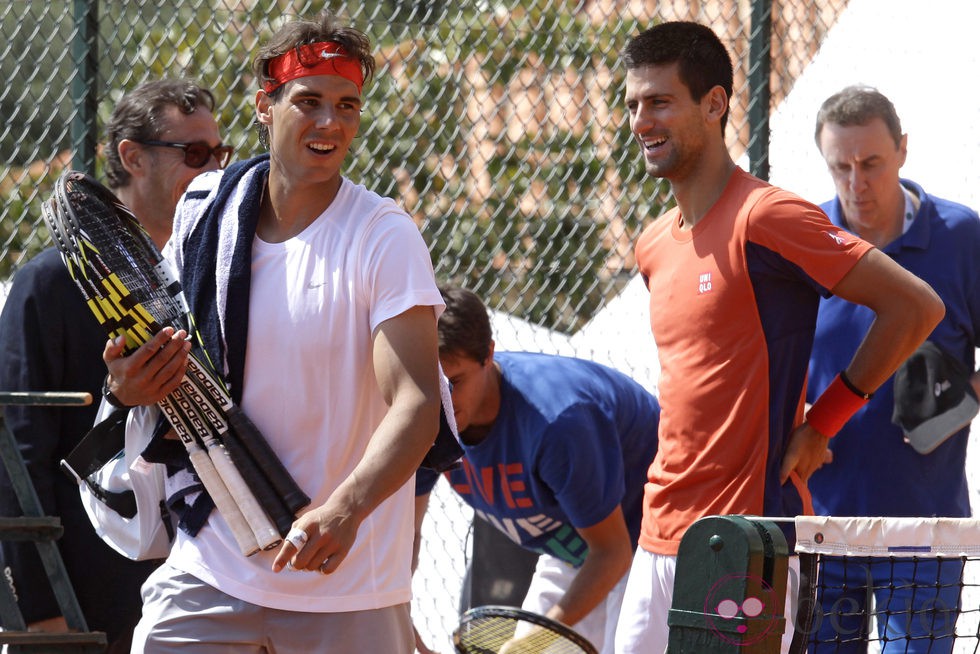 Rafa Nadal y Novak Djokovic entrenan para el Master de Monte-Carlo 2013