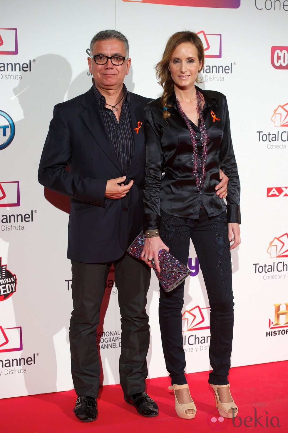 Juan Ramón Lucas y Sandra Ibarra en la presentación de Total Channel en Madrid