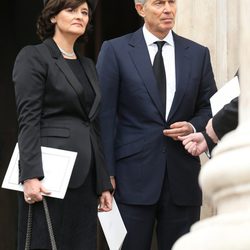 Cherie y Tony Blair en el funeral de Margaret Thatcher