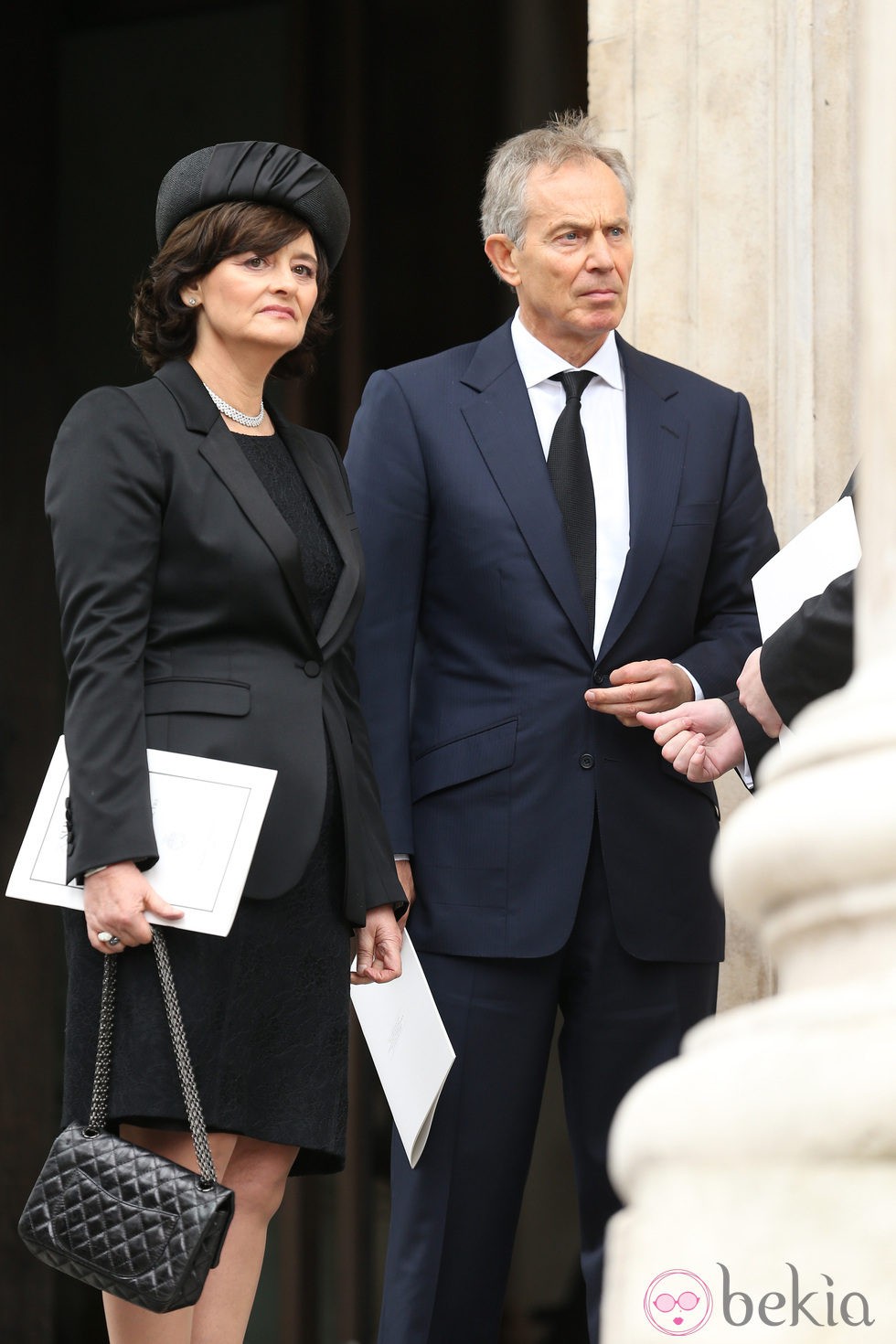 Cherie y Tony Blair en el funeral de Margaret Thatcher