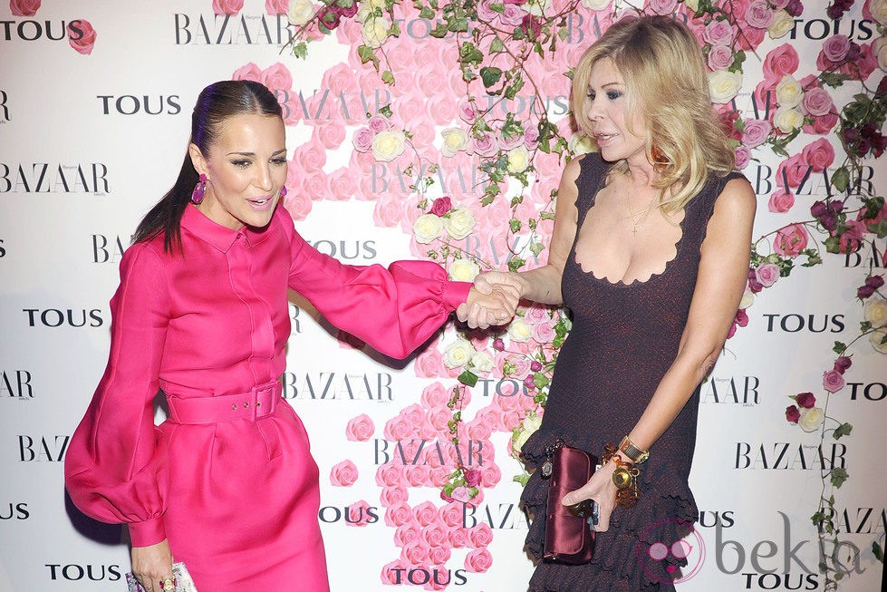 Paula Echevarría y Bibiana Fernández en la fiesta de presentación del perfume 'Rosa'