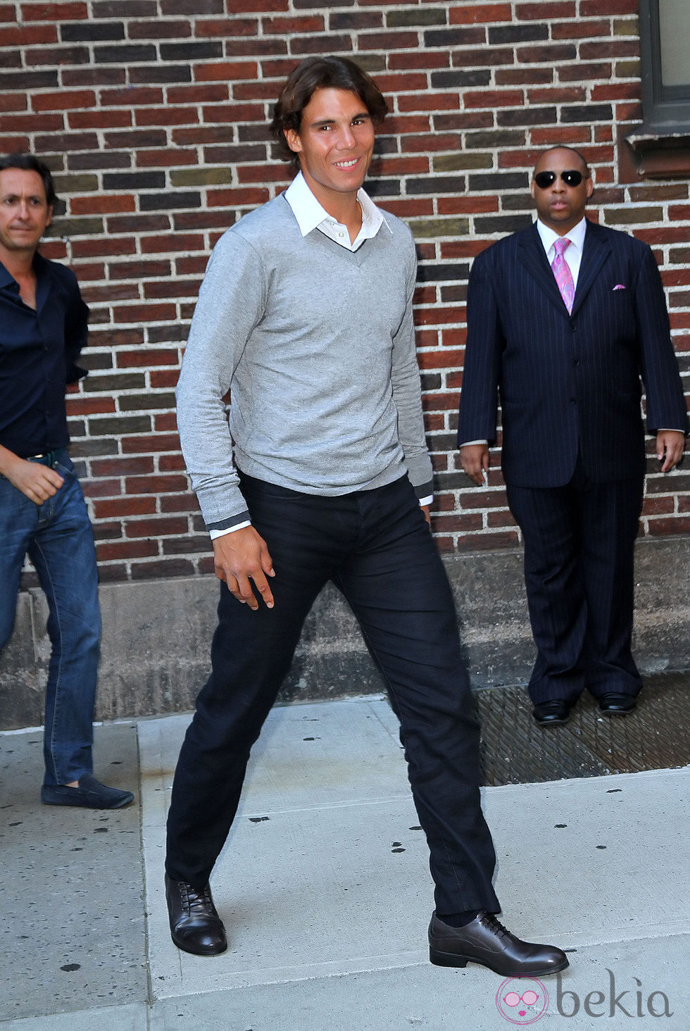 Rafa Nadal antes de conceder una entrevista a David Letterman en televisión