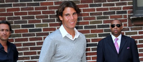 Rafa Nadal antes de conceder una entrevista a David Letterman en televisión