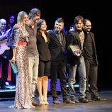 Vanesa Romero, Nacho Guerreros y Jordi Sánchez en la clausura del FesTVal de Vitoria