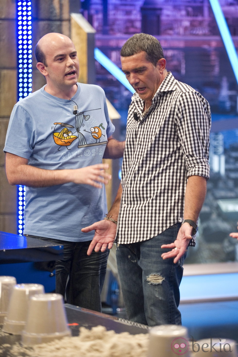 Antonio Banderas con Jandro durante su visita a 'El hormiguero'