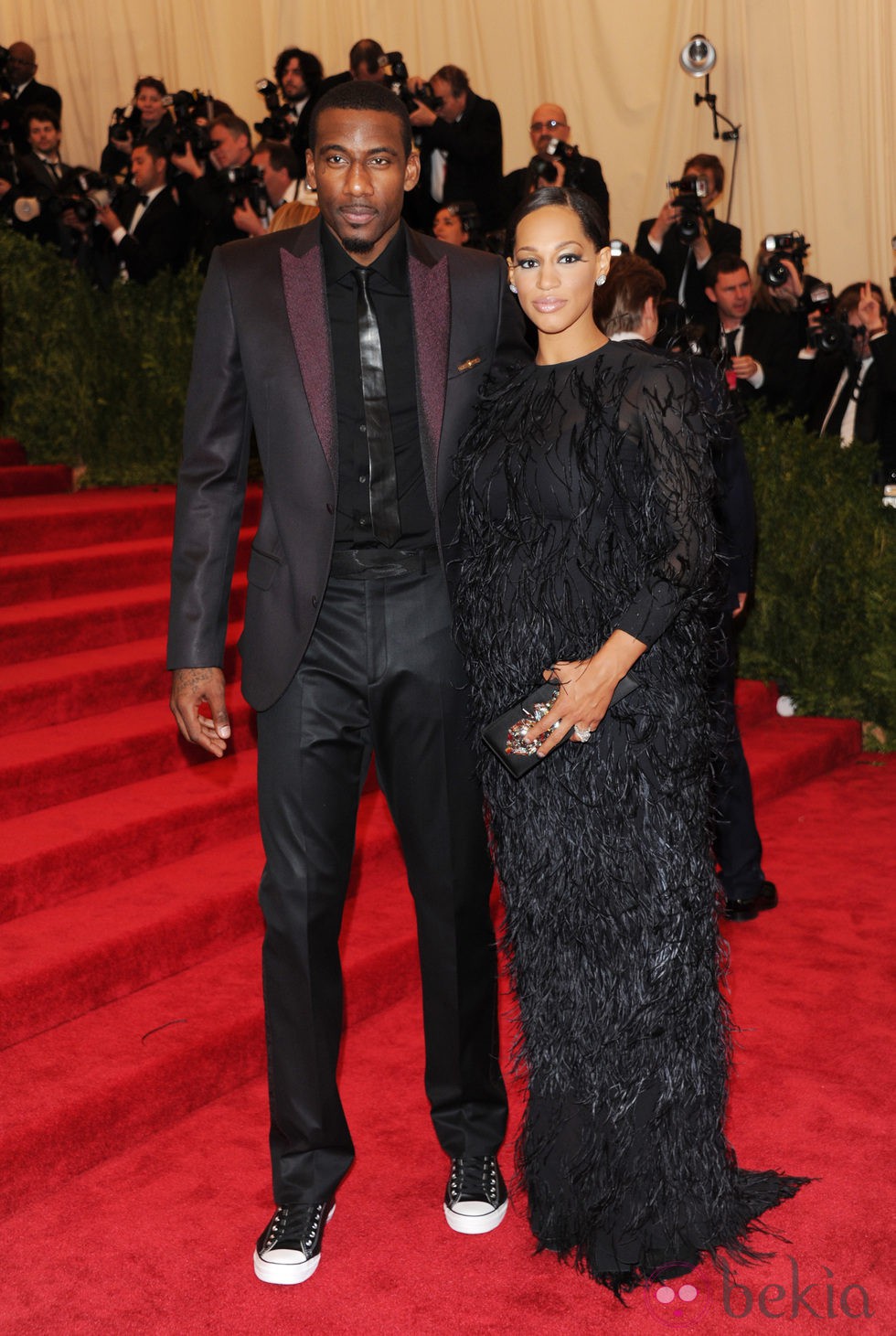 Amar'e Stoudemire y su esposa Alexis Welch en la gala MET 2013