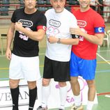 Jesús Olmedo, Jordi Rebellon y Gonzalo Miró durante un partido solidario en Madrid