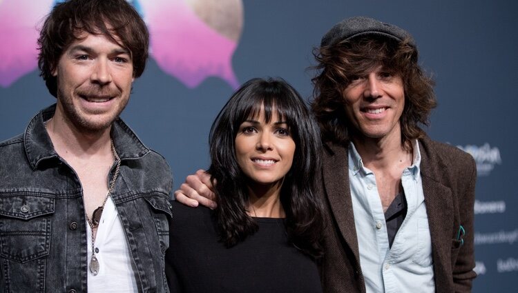 Raquel del Rosario, David Feito y Juan Luis Suárez en el Festival de Eurovisión 2013