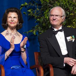 Carlos Gustavo y Silvia de Suecia en la conmemoración del 375 aniversario de Nueva Suecia