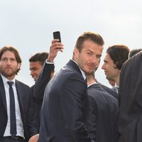 David Beckham celebra con el Paris Saint Germain el título de la Liga francesa