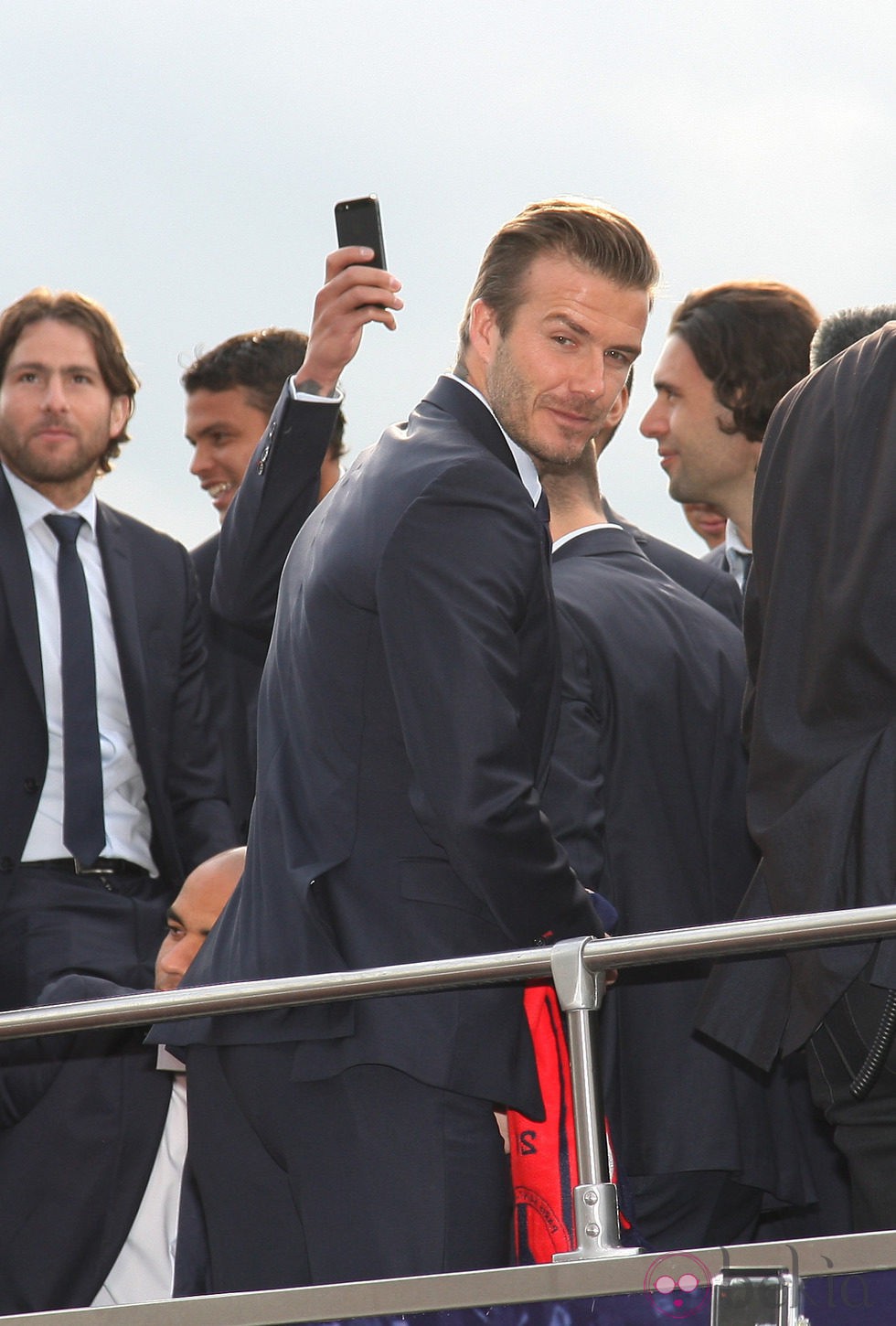 David Beckham celebra con el Paris Saint Germain el título de la Liga francesa