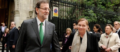 Mariano Rajoy y Elvira Fernández en el funeral de Mercedes de la Merced