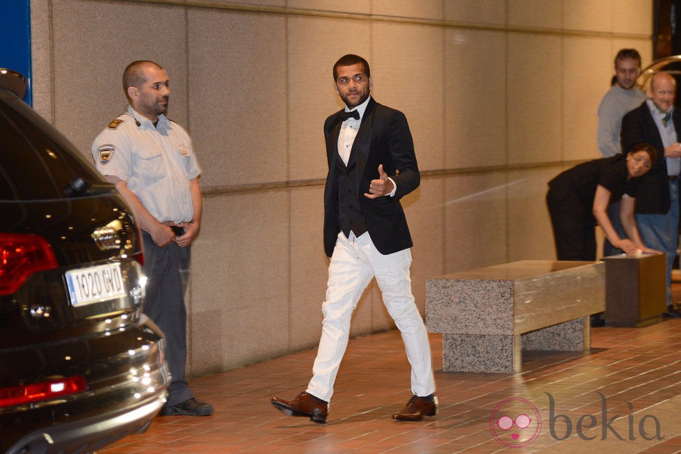 Dani Alves en la cena de celebración del título de Liga del Barça