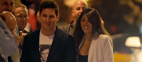 Leo Messi y Antonella Roccuzzo en la cena de celebración del título de Liga del Barça