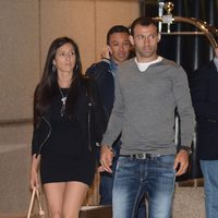 Javier Mascherano y María Fernanda Moreno en la cena de celebración del título de Liga del Barça